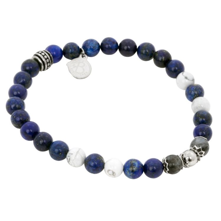 Armband blå lapis, grå jaspis och vit howlite