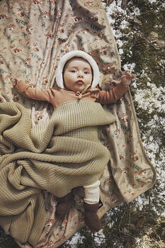 Wool Knitted Blanket - Pure Khaki
