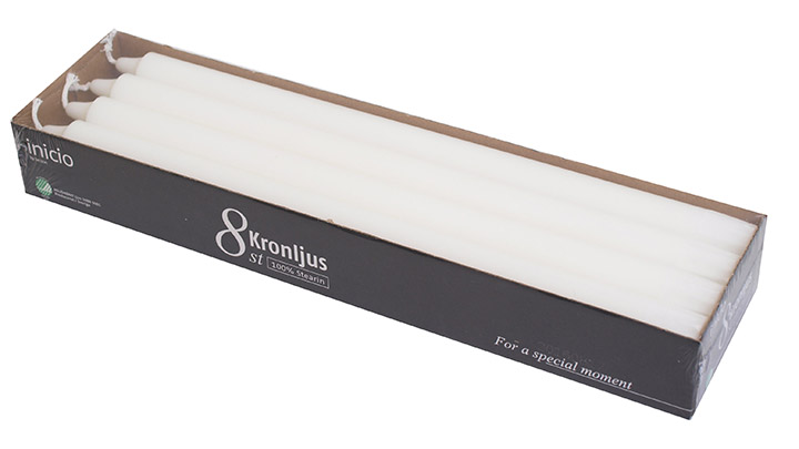 Kronljus Vit 100%stearin 35cm