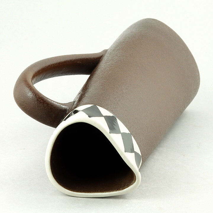 Karin Björquist (Prunella 1950s) Brown Pitcher Vase with Black Diamonds Decor 27 cm