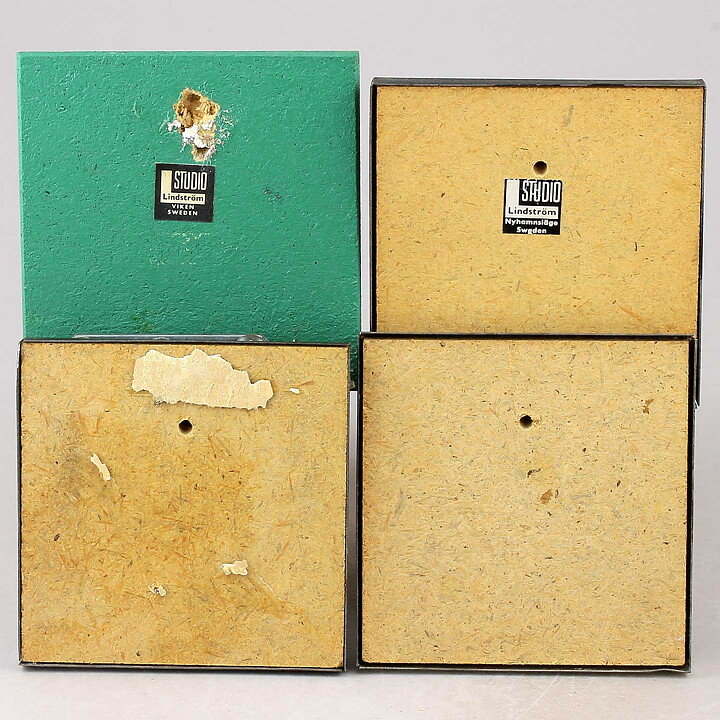Sven Lindström (1970s) Four Wall Plaques with Tin Motifs 10 cm