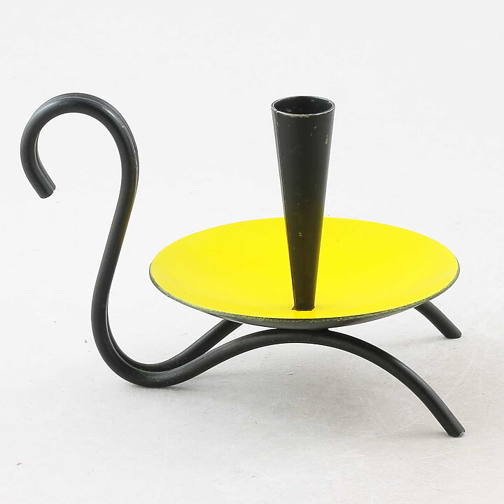 Gunnar Ander (1960s) Yellow Metal Candleholder with Handle 11 cm