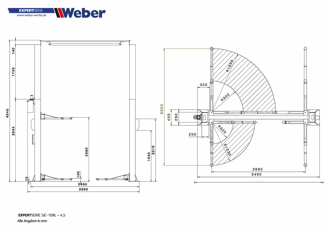 2-Pelarlyft Weber Expert Series SJC-10XL-4.5M Fundamentsfri - 6