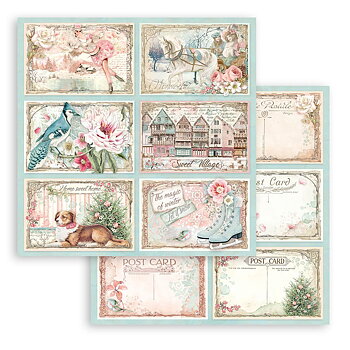 Stamperia - Dubbelsidigt ark - Sweet winter cards - 12x12"