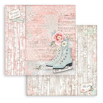 Stamperia - Dubbelsidigt ark - Sweet winter ice skate - 12x12"