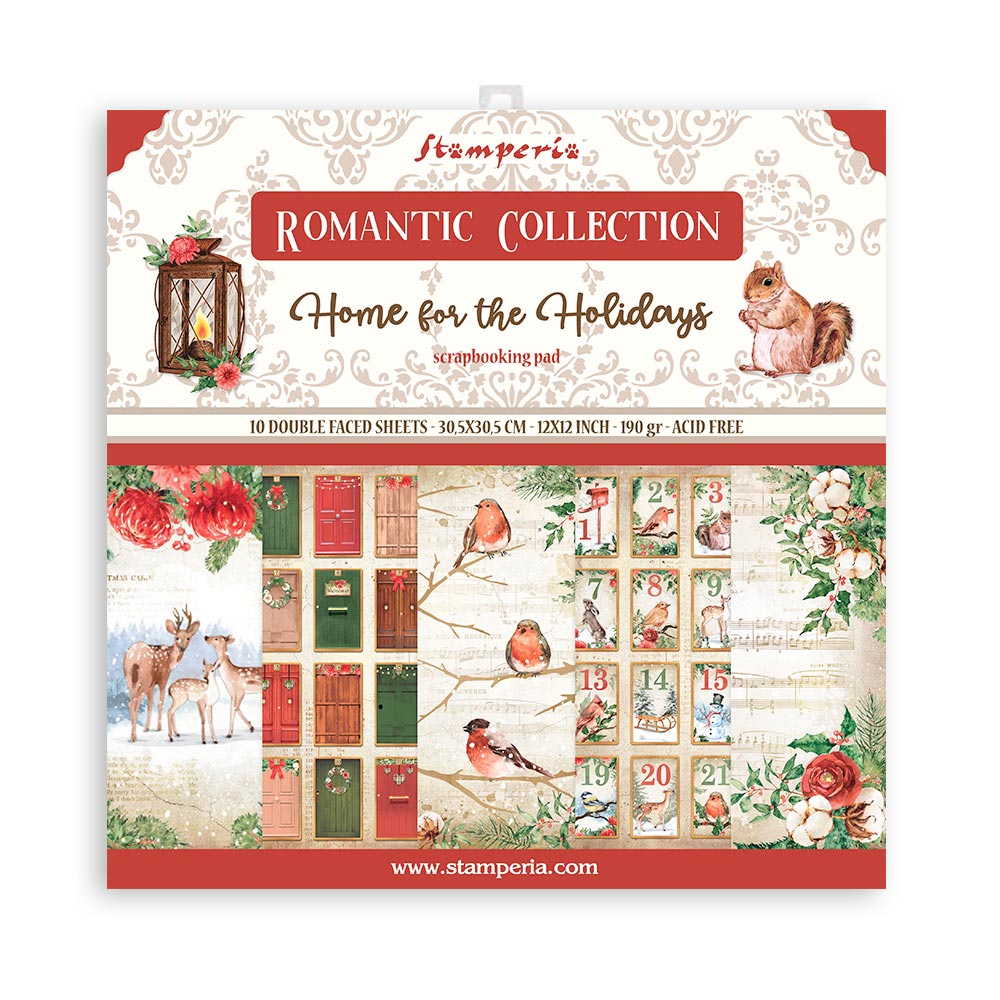 Stamperia - Romantic home for the holidays - 10 olika dubbelsidiga ark 12x12"