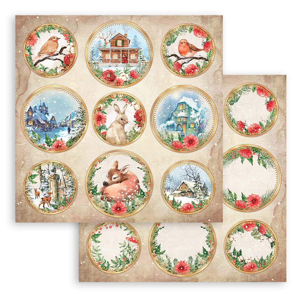Stamperia - Romantic home for the holidays - 10 olika dubbelsidiga ark 12x12" - 7