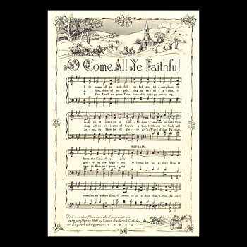 Julkort Not-vykort O Come All Ye Faithful Vintage Vykort Nr: 99 - 10 x 15 cm - 428