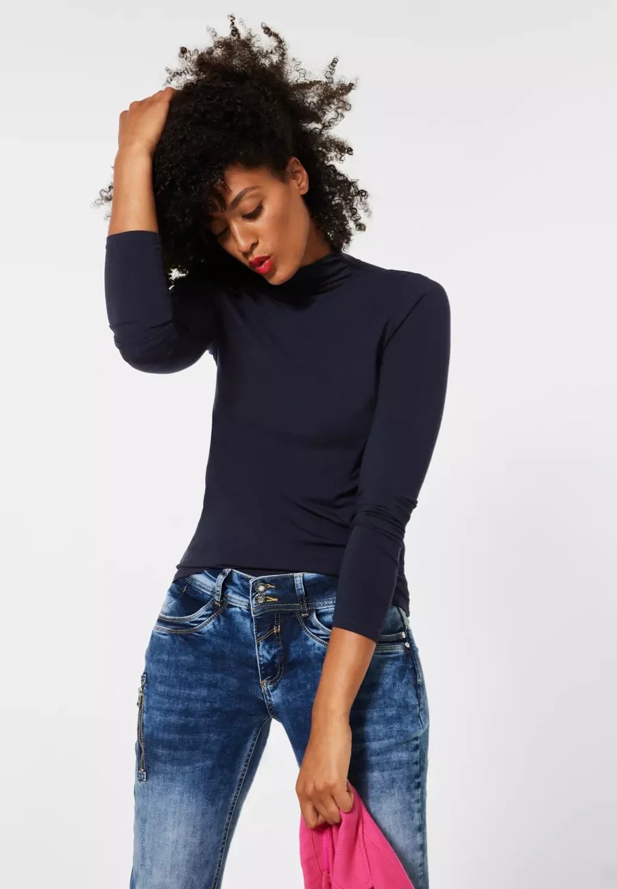 Gathered Turtle Neck Basic Shirt - Stl. 46 - Street One