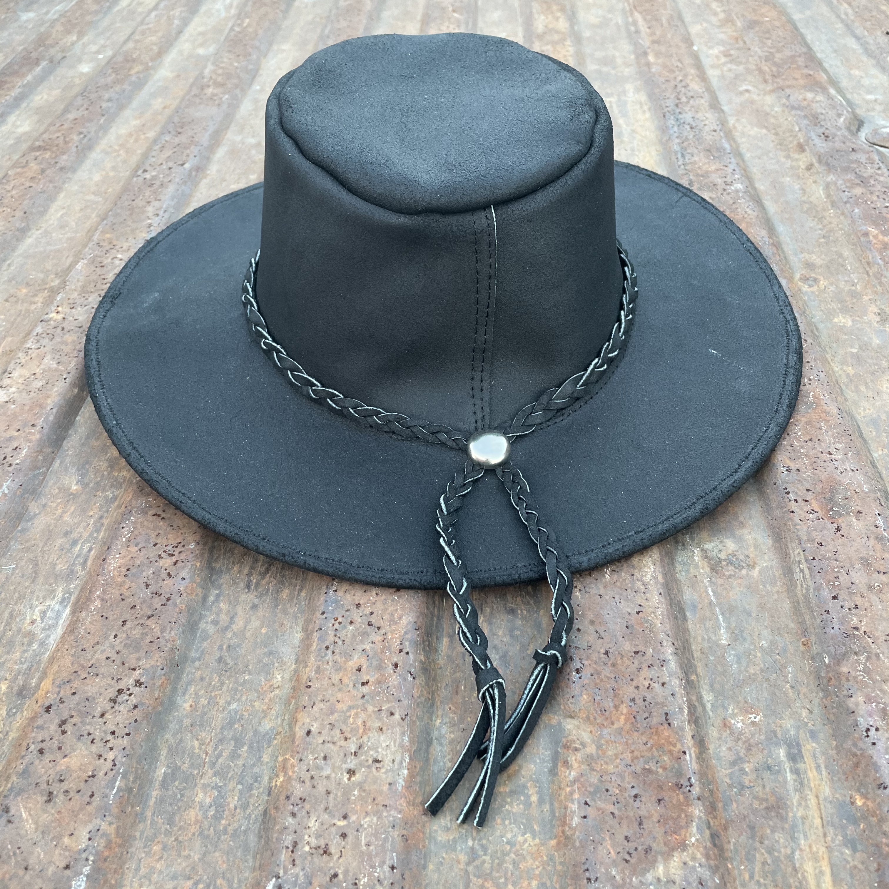 Läderhatt outback svart  - 2