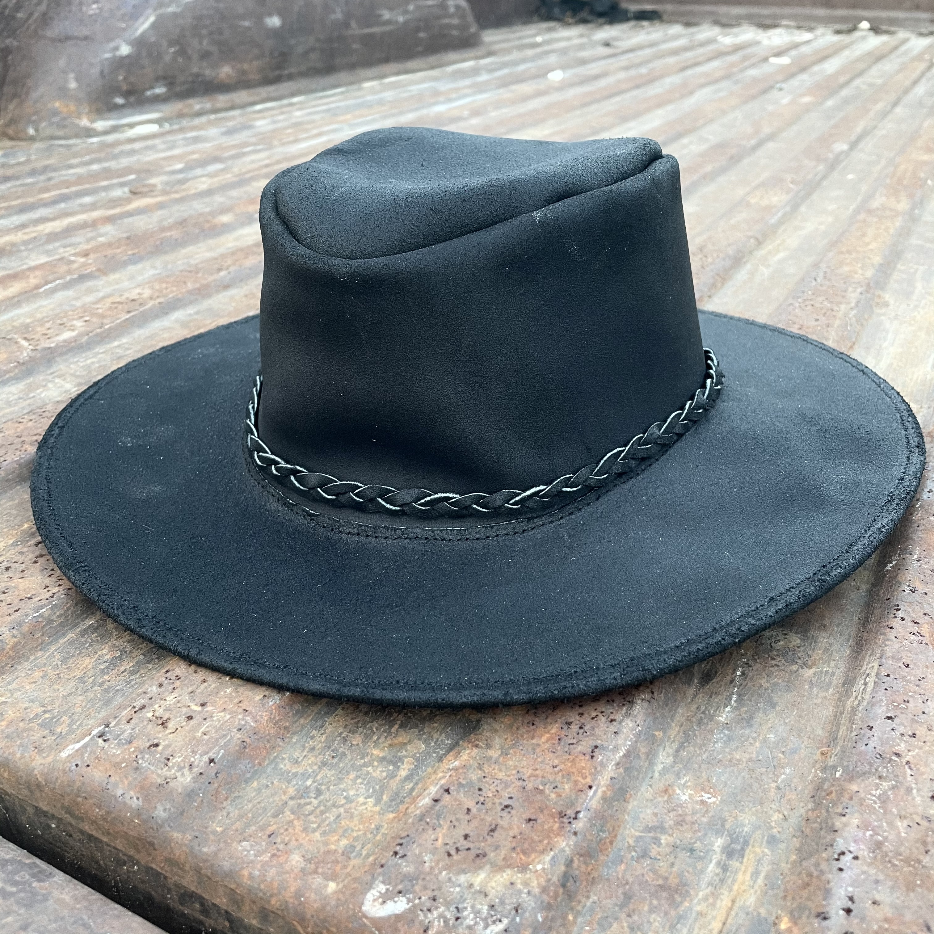 Läderhatt outback svart  - 3