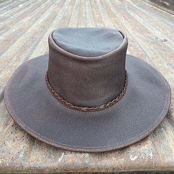 Läderhatt outback brun 