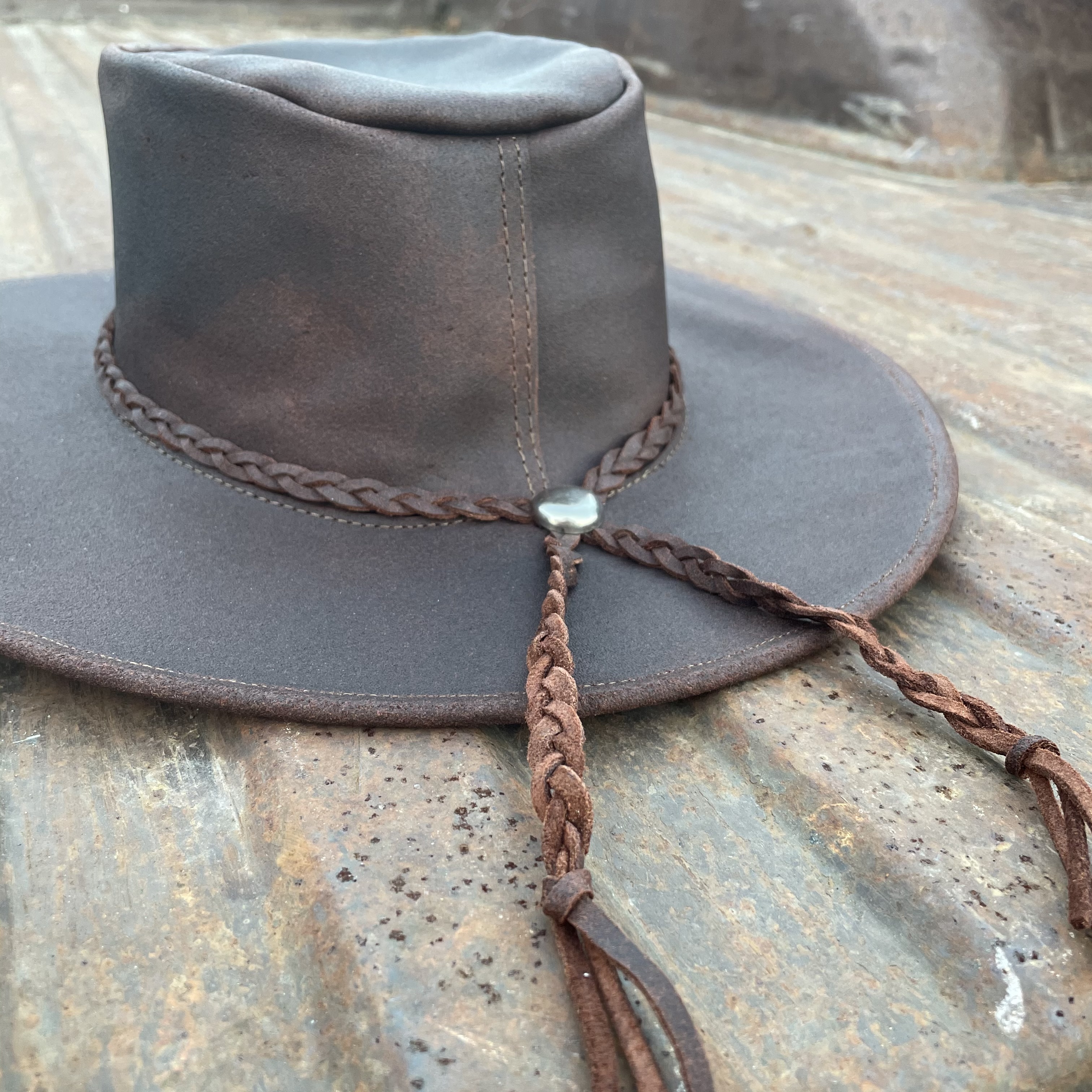 Läderhatt outback brun  - 5