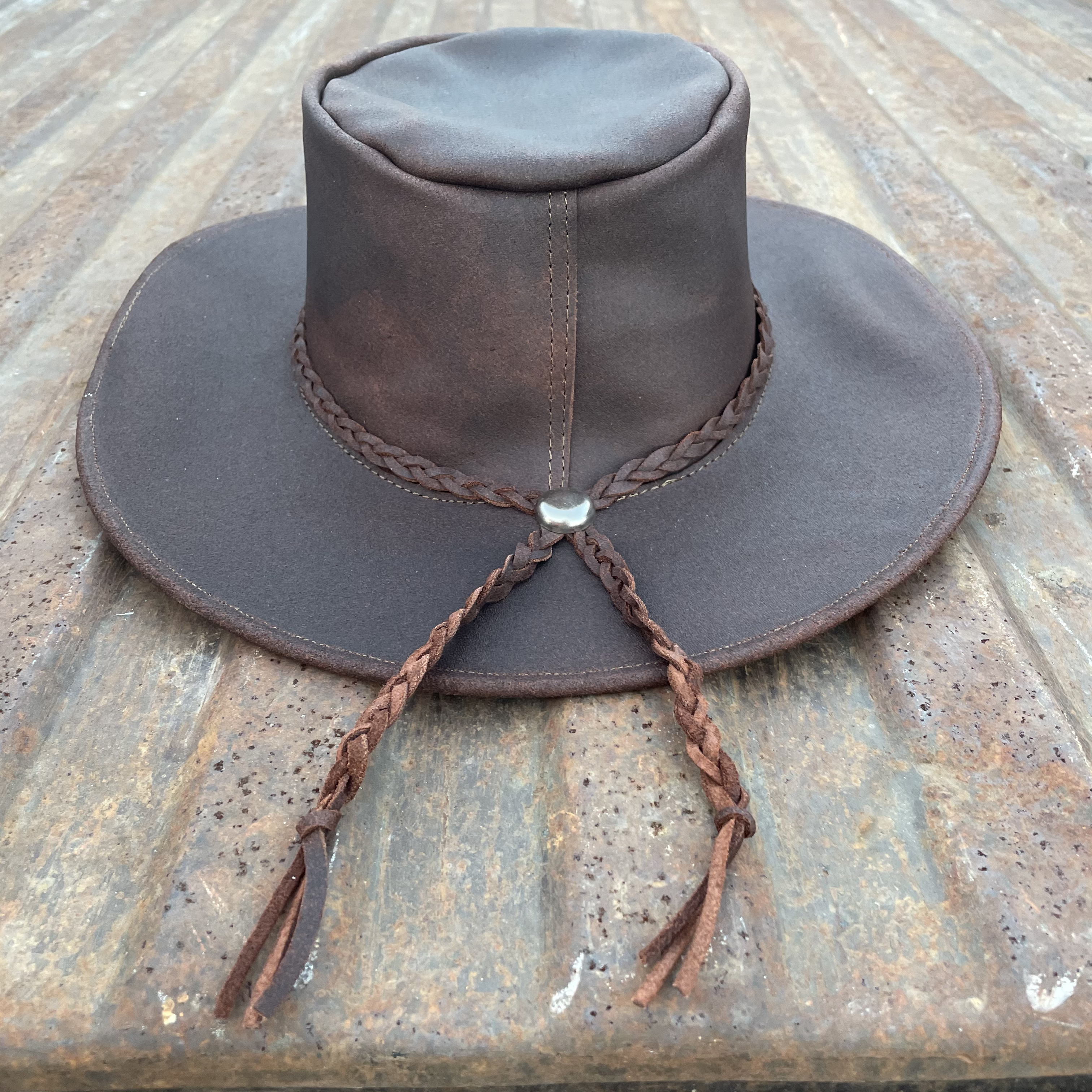 Läderhatt outback brun  - 6