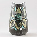 Mari Simmulson (Solblomma 1961) Brown Vase with Pastel Sunflower 17 cm (2)