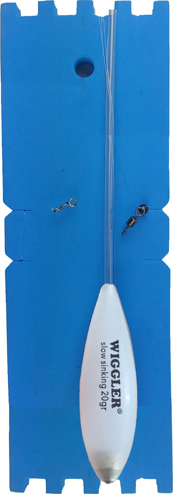 Ready-tied tackle with bombarda. Just tie on the line and attach your favorite fly or micro spoon.