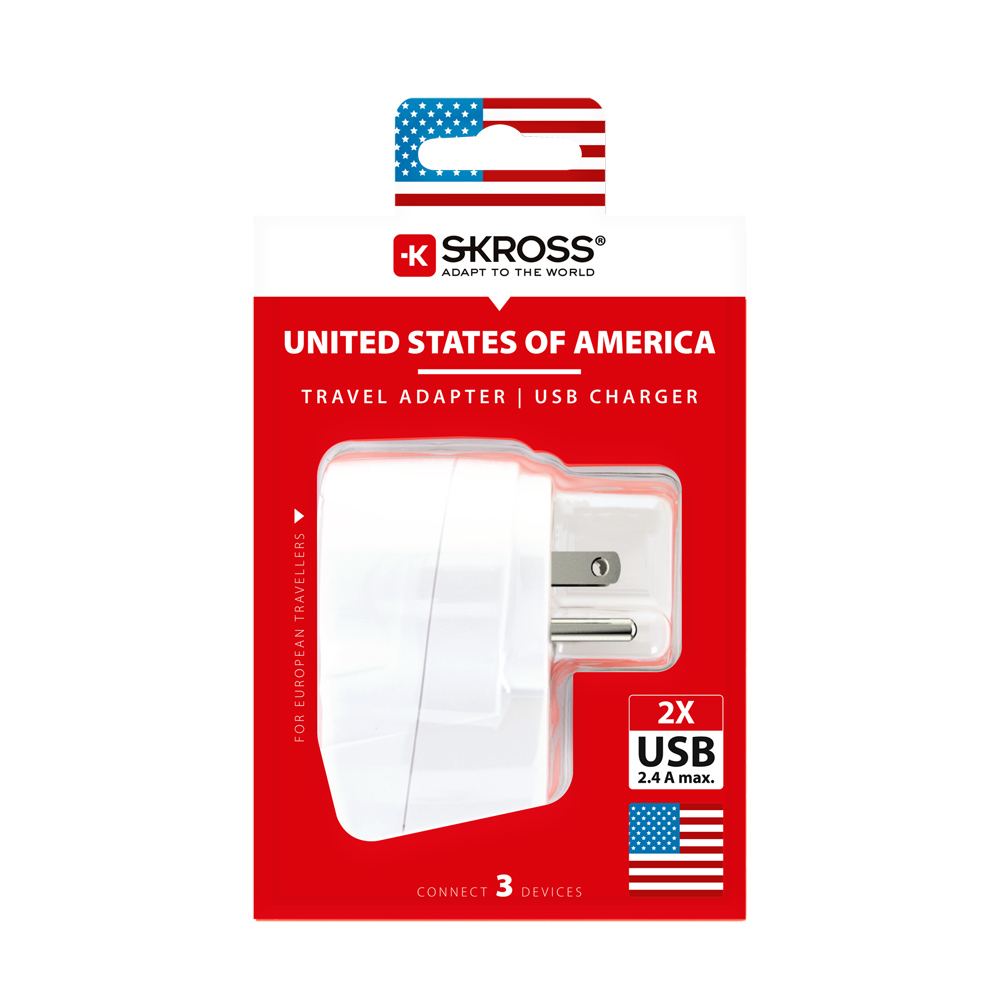 Reseadapter - SKROSS USA Travel Adapter USB Charger 2-port - 3