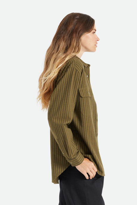  Bowery Flannel Military olive striped - 5