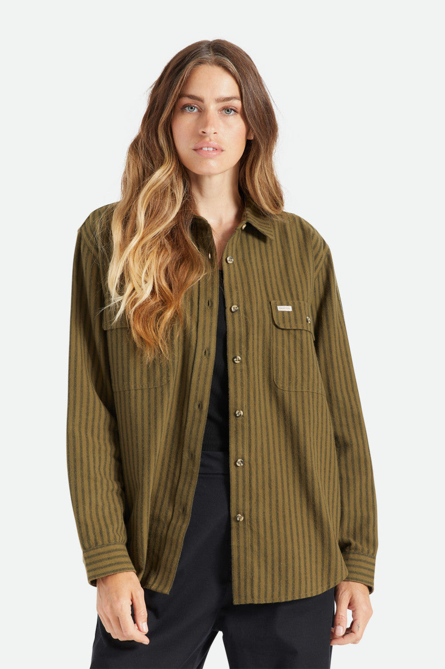  Bowery Flannel Military olive striped - 4