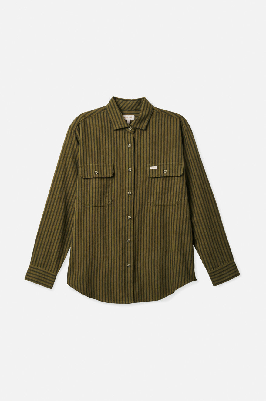  Bowery Flannel Military olive striped - 7