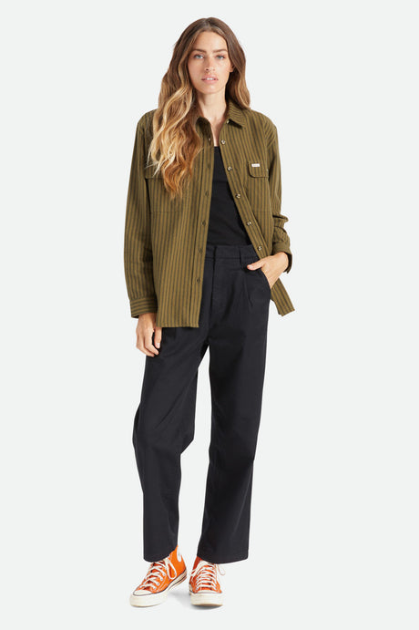  Bowery Flannel Military olive striped - 2