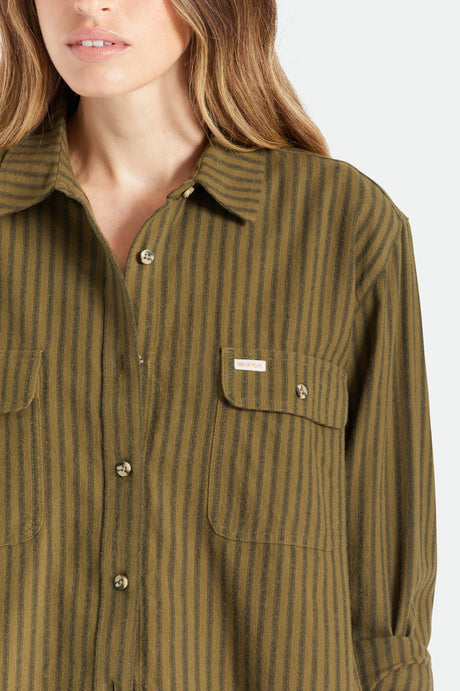  Bowery Flannel Military olive striped - 3