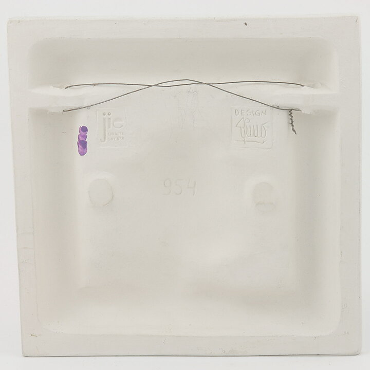 Aimo Nietosvuori (1970s) White Quadratic Wall Plaque with Houseware Motif 17 cm #954