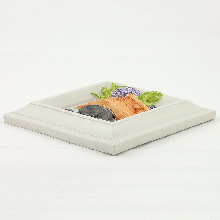 Aimo Nietosvuori (1970s) White Quadratic Wall Plaque with Houseware Motif 17 cm #954