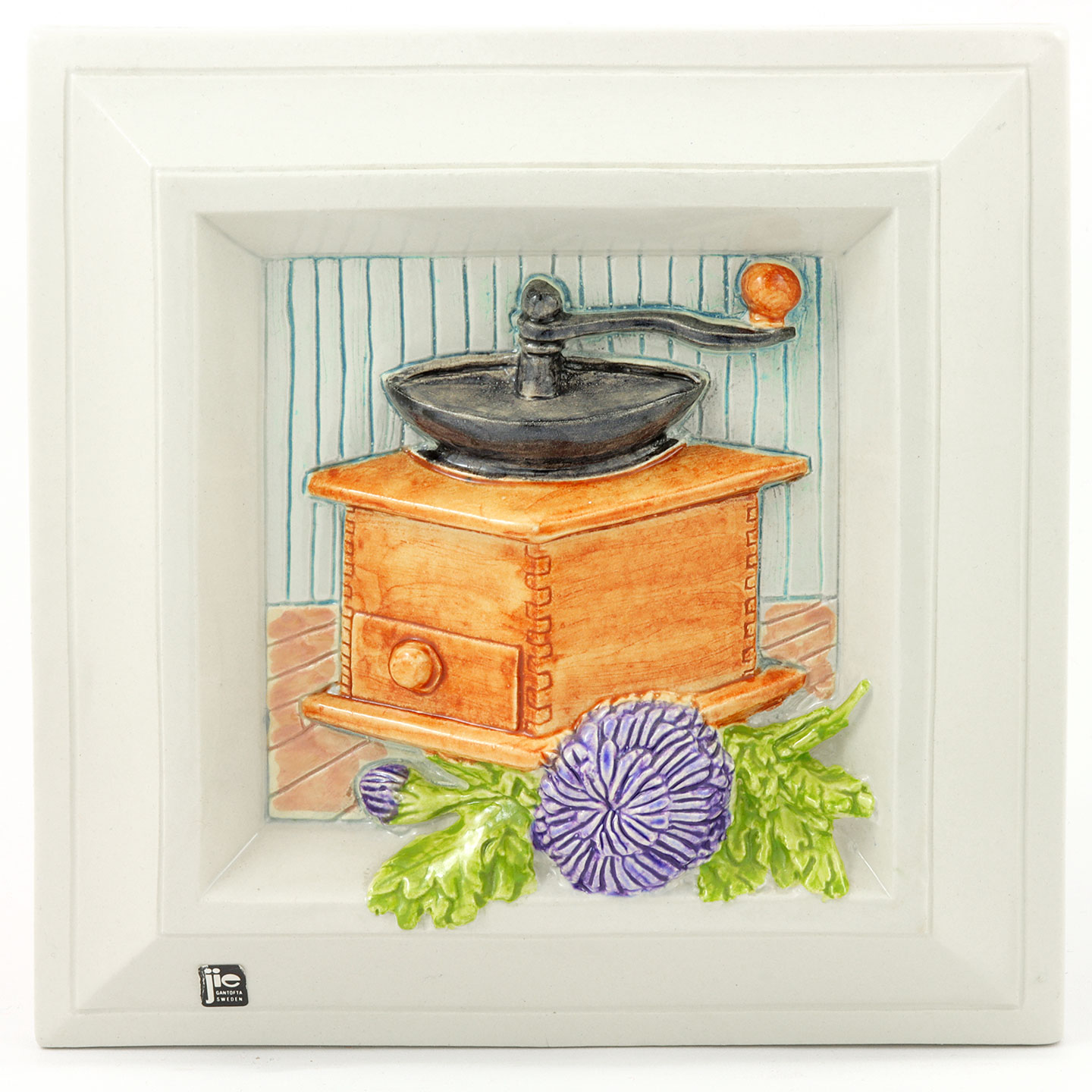 ジィー　アイモ・ニェットボリ 陶板　カウスリップ 17cm 1974年 アイモ・ニェットボリ ハウスウェアモチーフの白の陶板 1970年代 17cm #954