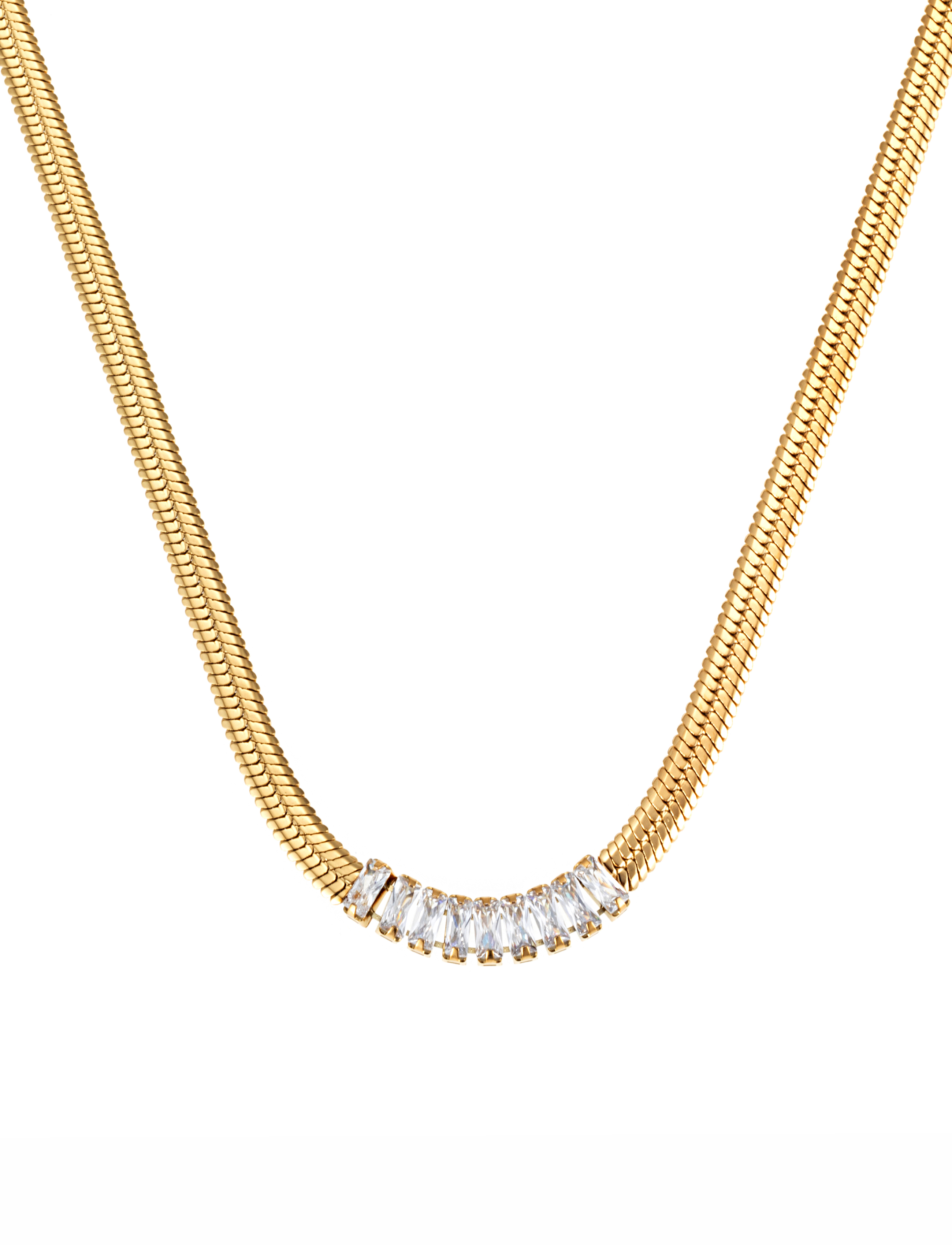 Athena crystal necklace, 42 cm , gold