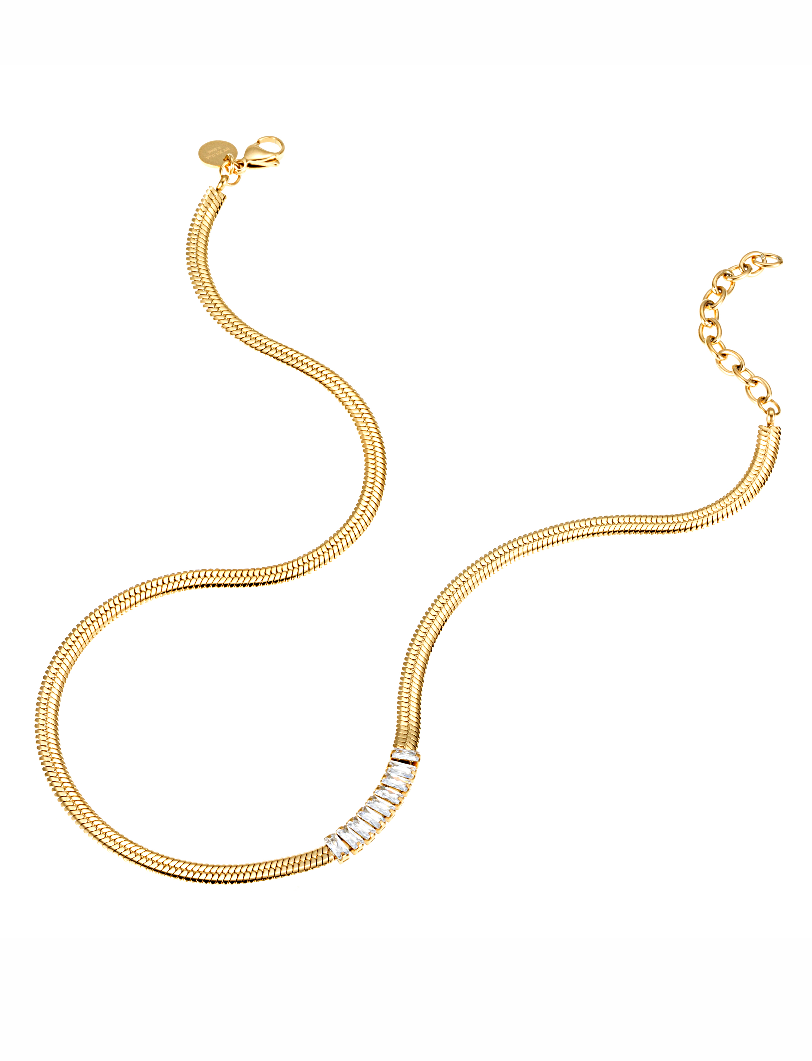 Athena crystal necklace, 42 cm , gold - 2