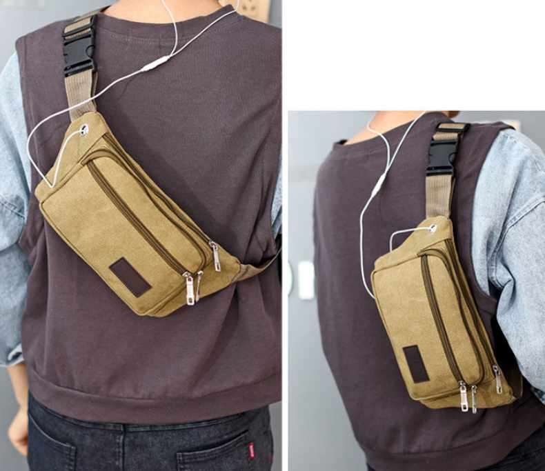 Waist Bag - 3 Compartments Canvas More Colors - 6