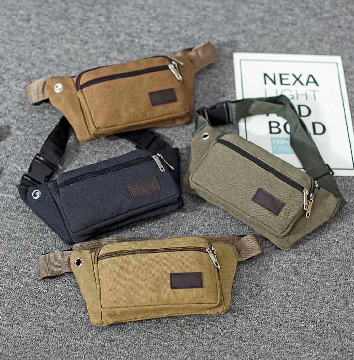 Waist Bag - 3 Compartments Canvas More Colors