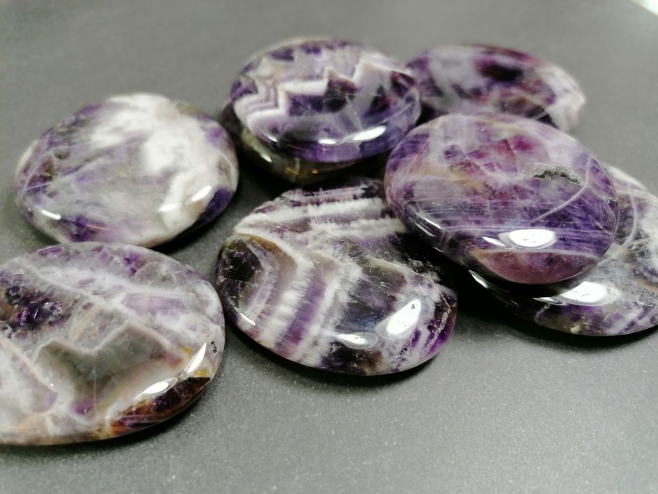 Palm Stone "No Worry Stone" - Aurolit / Zebra Ametist