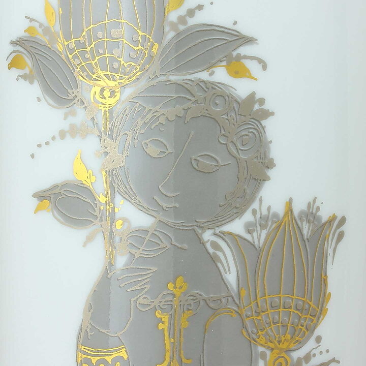 Björn Wiinblad (Sammuramat 1970s) White Oval Vase with Woman Motif 21 cm