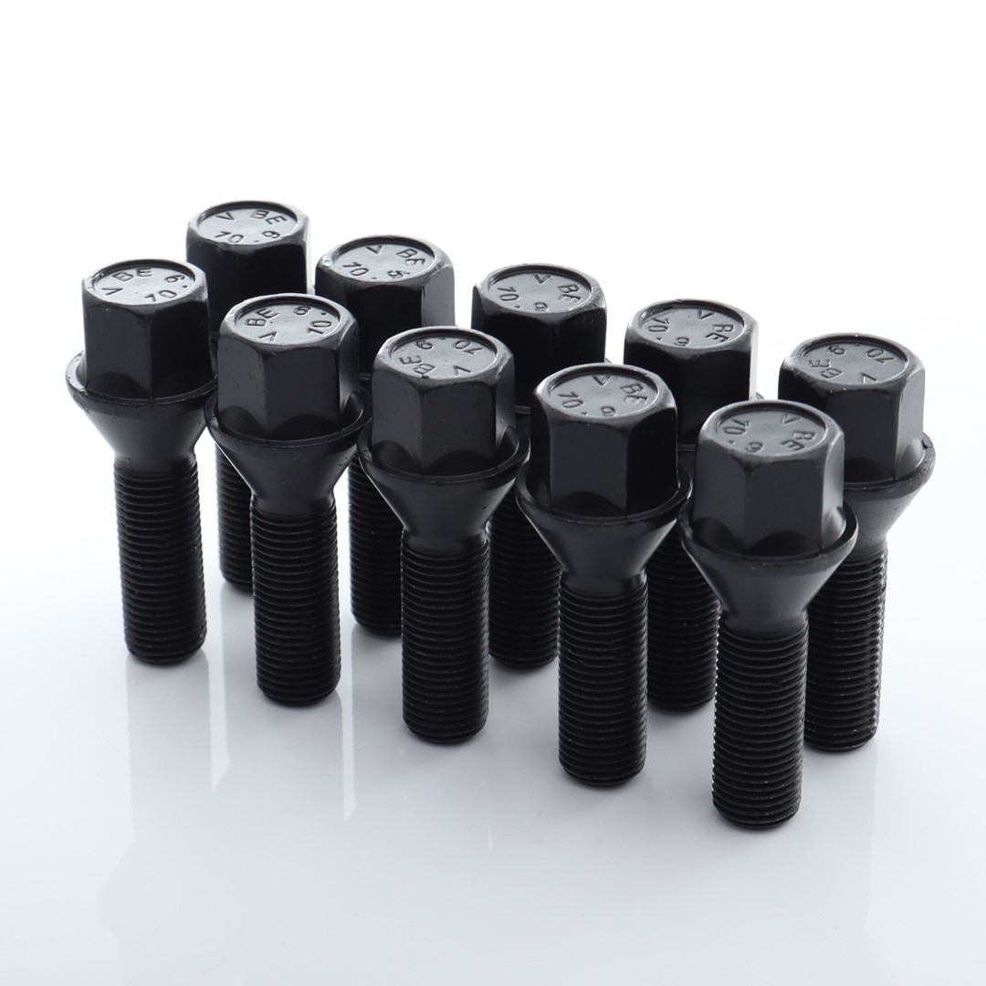 Hjulbultar M14x1,5 Längd 55mm Svarta - 10st - 2