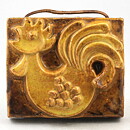 Willi Fischer (1960s) Brown/Yellow Bird Wall Plaque 15 cm