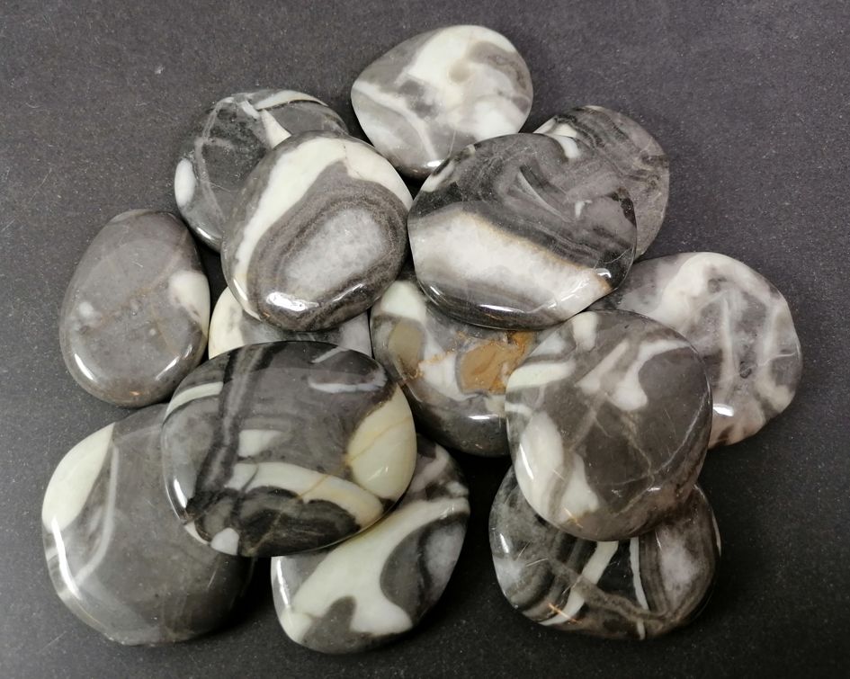 Palm Stone "No Worry Stone" - Snäckjaspis / Shell Jasper