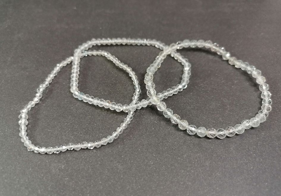 Klar Topas Armband  -  fasettslipade  Pärlor