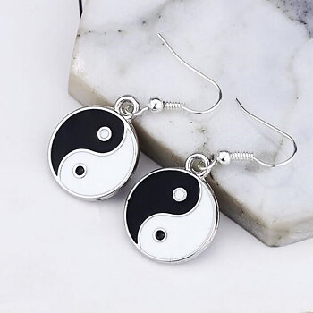 Örhängen "Ying & Yang" med 925 Sterling Silverplätering