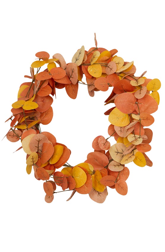 Wreath Eucalyptus - Autumn wreath - Orange/Yellow - Ø: 35 cm - 2