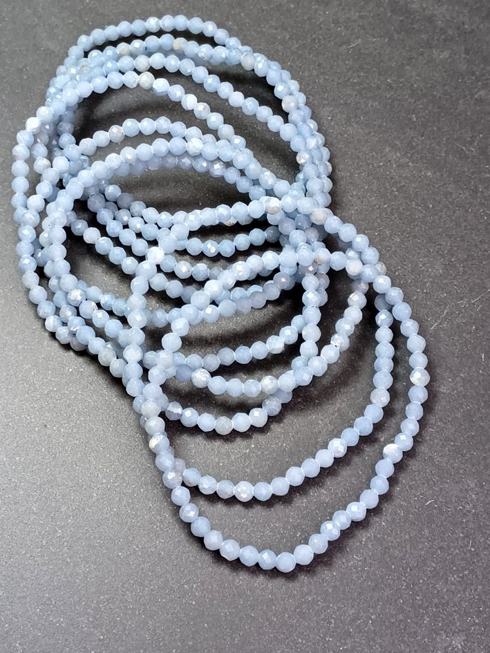 Angelit Armband  - 4mm Fasettslipade Pärlor