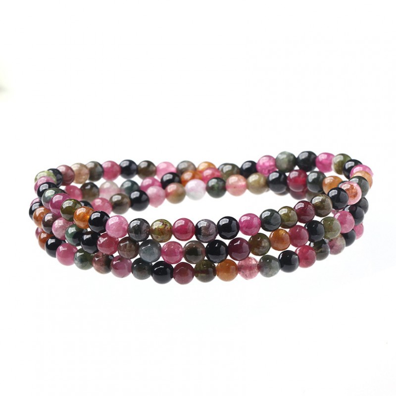 Multi Färgad Turmalin  Armband  - 4mm pärlor