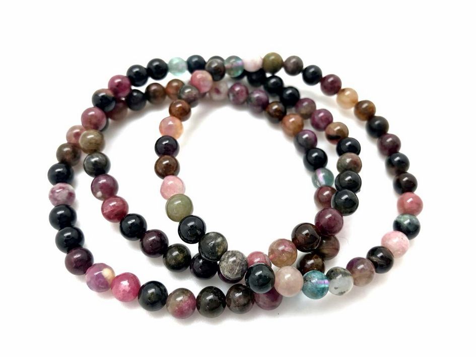 Multi Färgad Turmalin  Armband  - 6mm pärlor