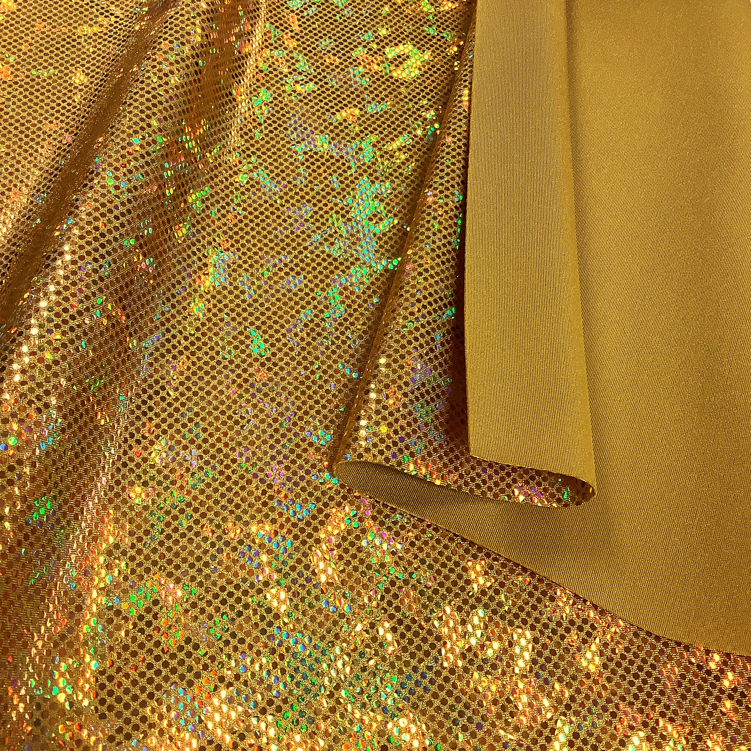 Foil print lycra icechip Gold holo TL296