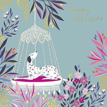 Dog on Swing, Greeting Card