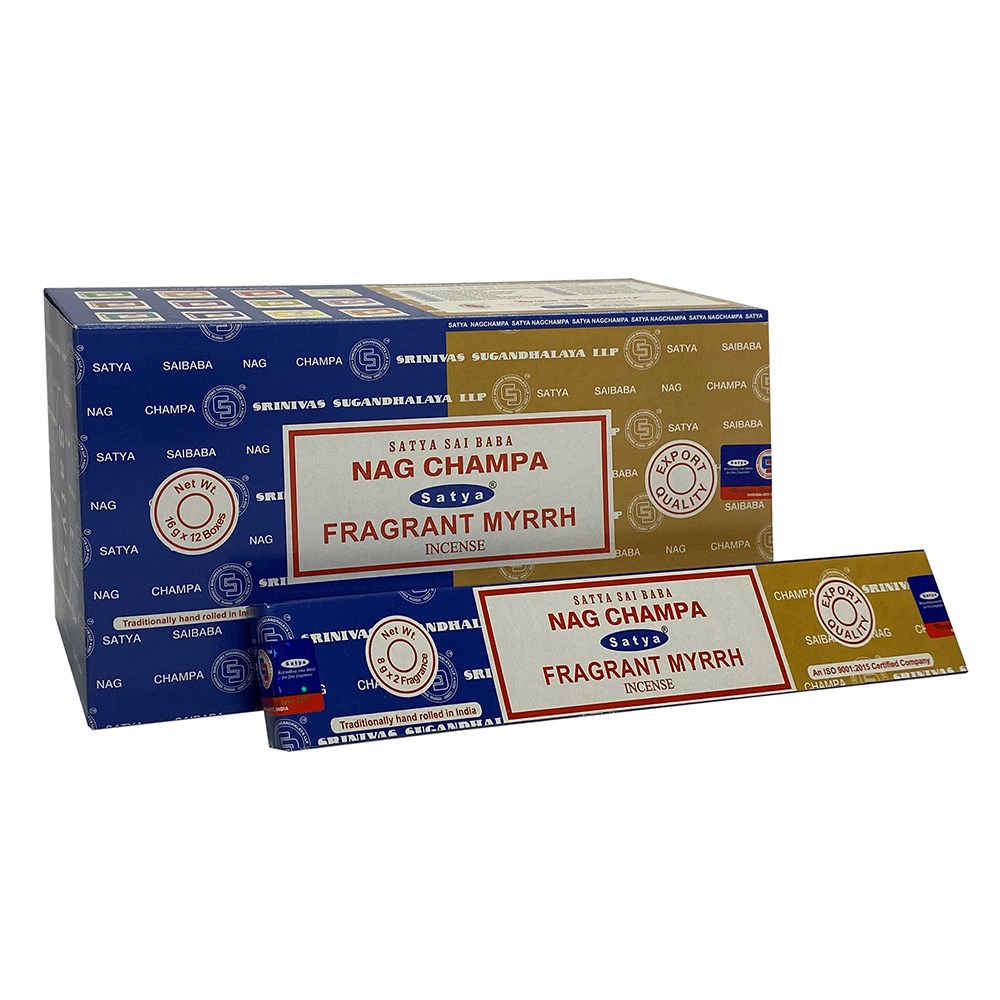  Satya Nag Champa/Fragrant Myrrh Rökelse  combo paket - 16gm