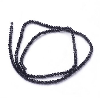Glaskristallpärlor rondell svarta mini 3 mm hel sträng