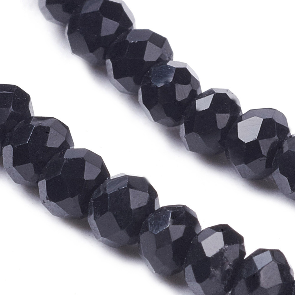 Glaskristallpärlor rondell svarta mini 3 mm hel sträng - 2