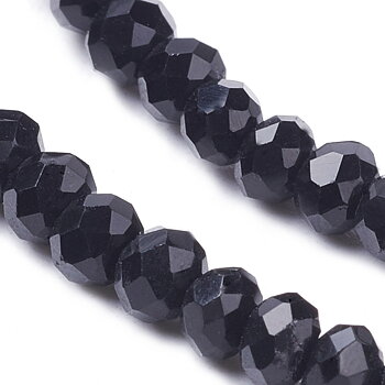 Glaskristallpärlor rondell svarta mini 3 mm hel sträng